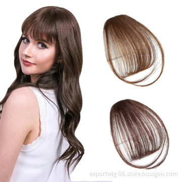 Small Short 3D Air Hair Bangs with Temples Human Hair Clip in Hair Extensions Natural Hairpiece for Women Straight Clips